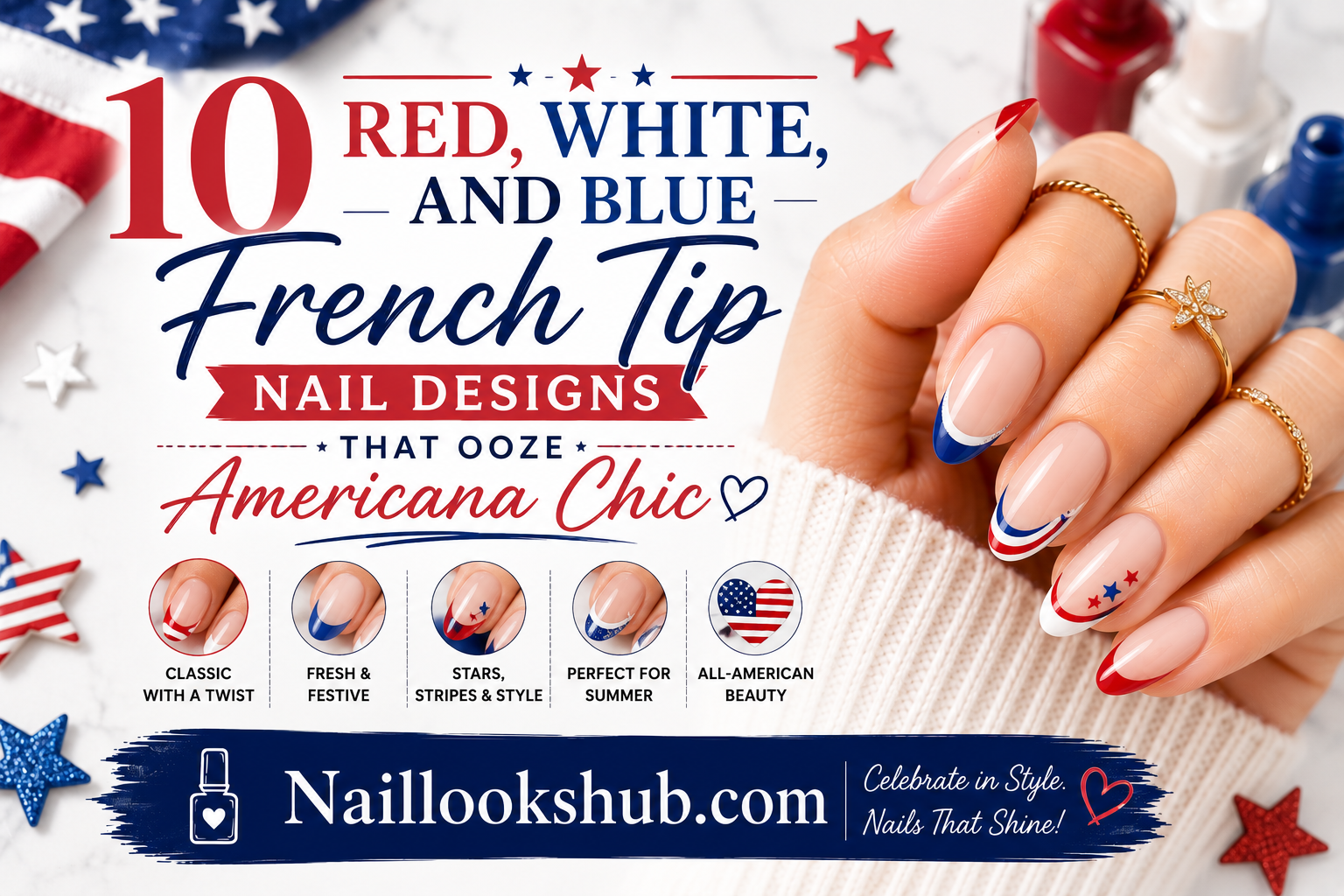 10 Red, White, and Blue French Tip Nail Designs That Ooze Americana Chic 🇺🇸